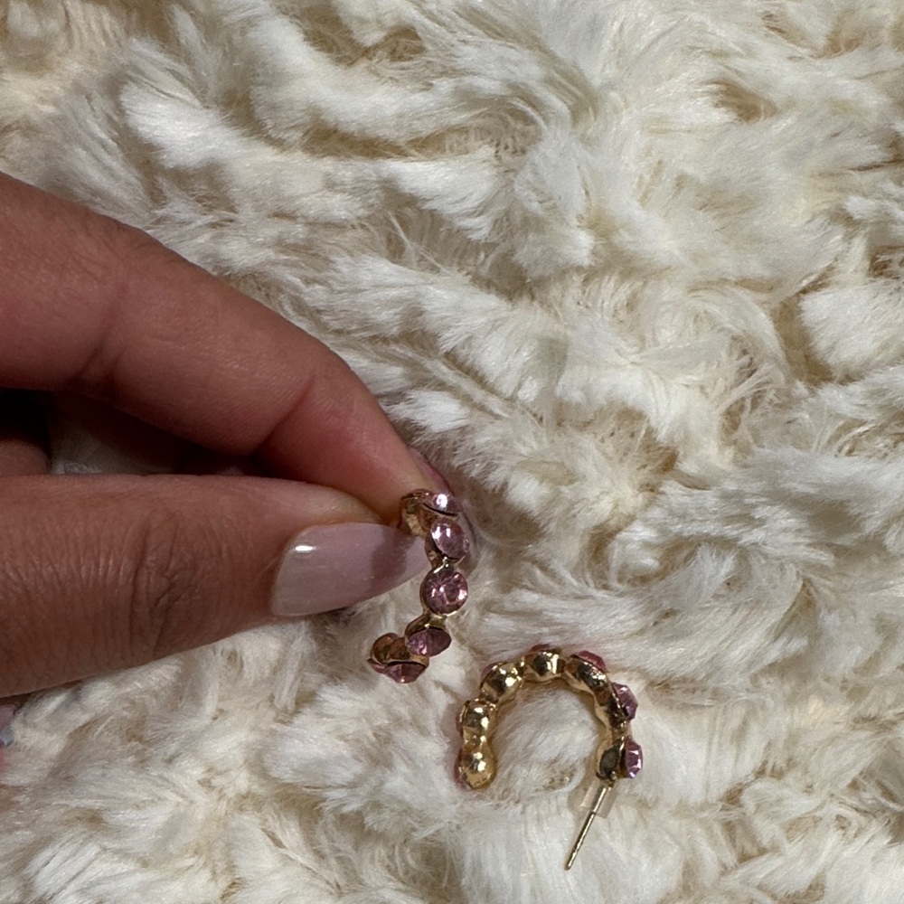 Elegant Gold and Pink Hoop Earrings